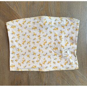 Hollister Yellow White Floral Reversible Sleeveless Crop Tube Top‎ Spring Summer